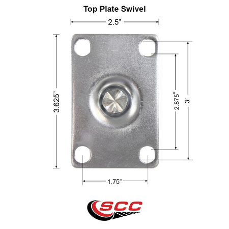 Service Caster 3 Inch SS Thermoplastic Rubber Top Plate Caster with Total Lock Brake SCC SCC-SSTTL20S314-TPRB
